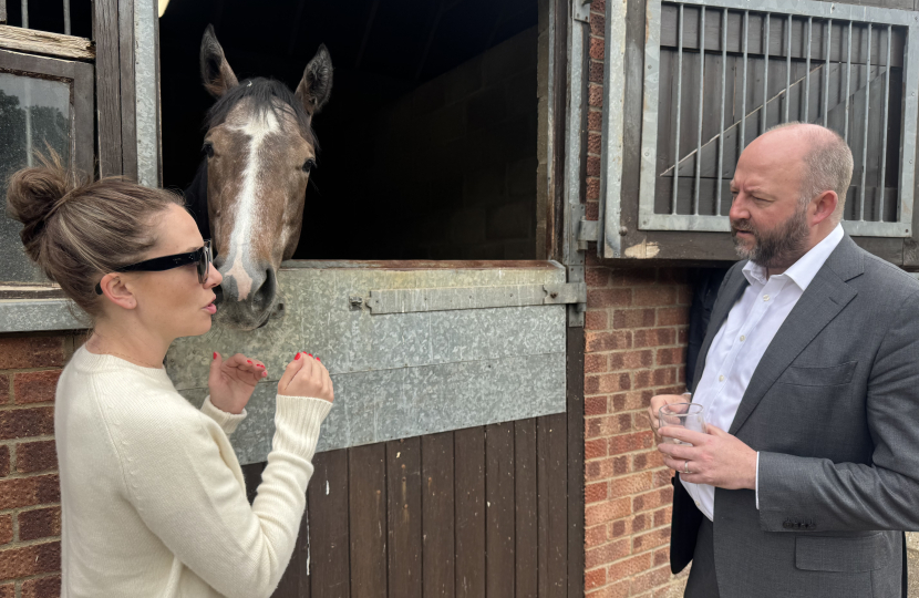 Nick chats with Amy Drummond at Amo Racing, Newmarket